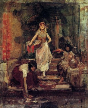 洗濯婦のヴェネツィア研究ポートレート フランク・デュベネック Oil Paintings